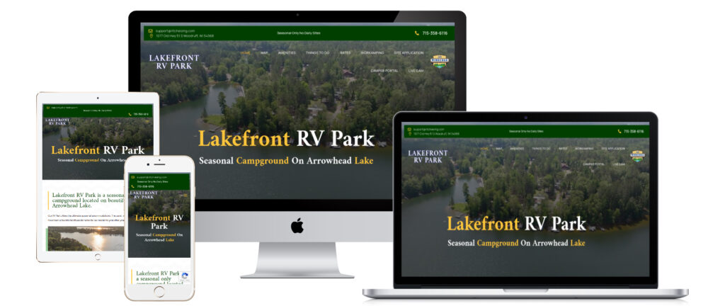 Responsive campground website design on mobile and desktop